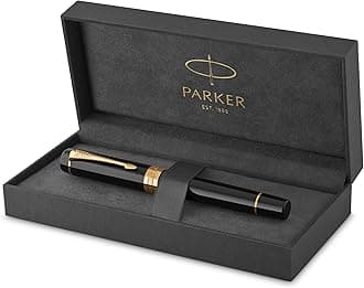 Duofold Centennial Fountain Pen, Classic Black with Gold Trim, Medium Solid Gold Nib, Black Ink and Convertor (1931382)